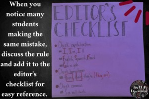 A picture of an editor's checklist with common student error is displayed.