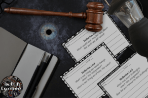 Reflection cards are pictured here with a gavel and blue eye.