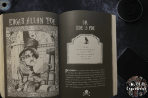 A book is opened to a chapter on Poe.