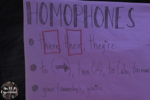 A homophone anchor chart is pictured.