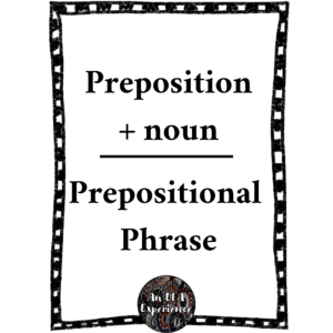 This image shows how a preposition can be added to a noun to create a prepositional phrase.