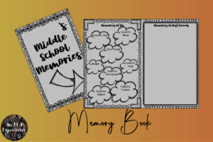A printable memory book is displayed for an example of this end-of-year English activity.