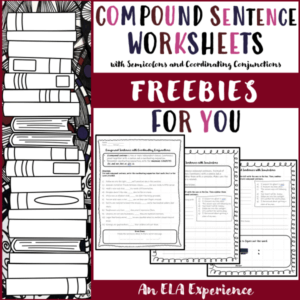 Worksheets for compound sentences are pictured.