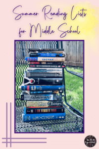Recommended summer reading books for teens are pictured on top of a black chair.