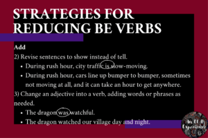 2 strategies for reducing be verbs are noted for this be verbs lesson.