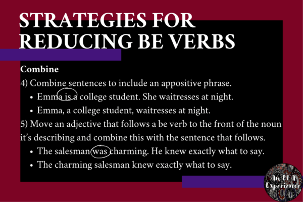 how to get rid of to be verbs in essays