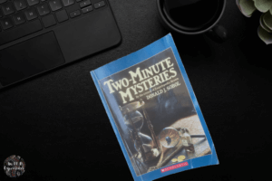 Two-Minute Mysteries is pictured and can be used for an ELA warm-up.