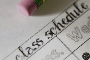 A picture of the top of a class schedule is shown.